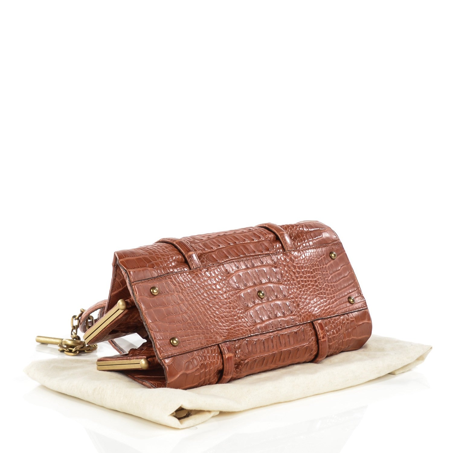 Chloe Leather Crocodile Embossed Mayfair Brown 3 of 8
