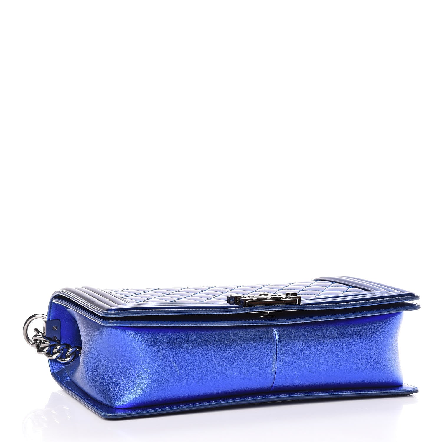 Chanel Metallic Patent Calfskin New Medium Boy Flap Blue 4 of 17