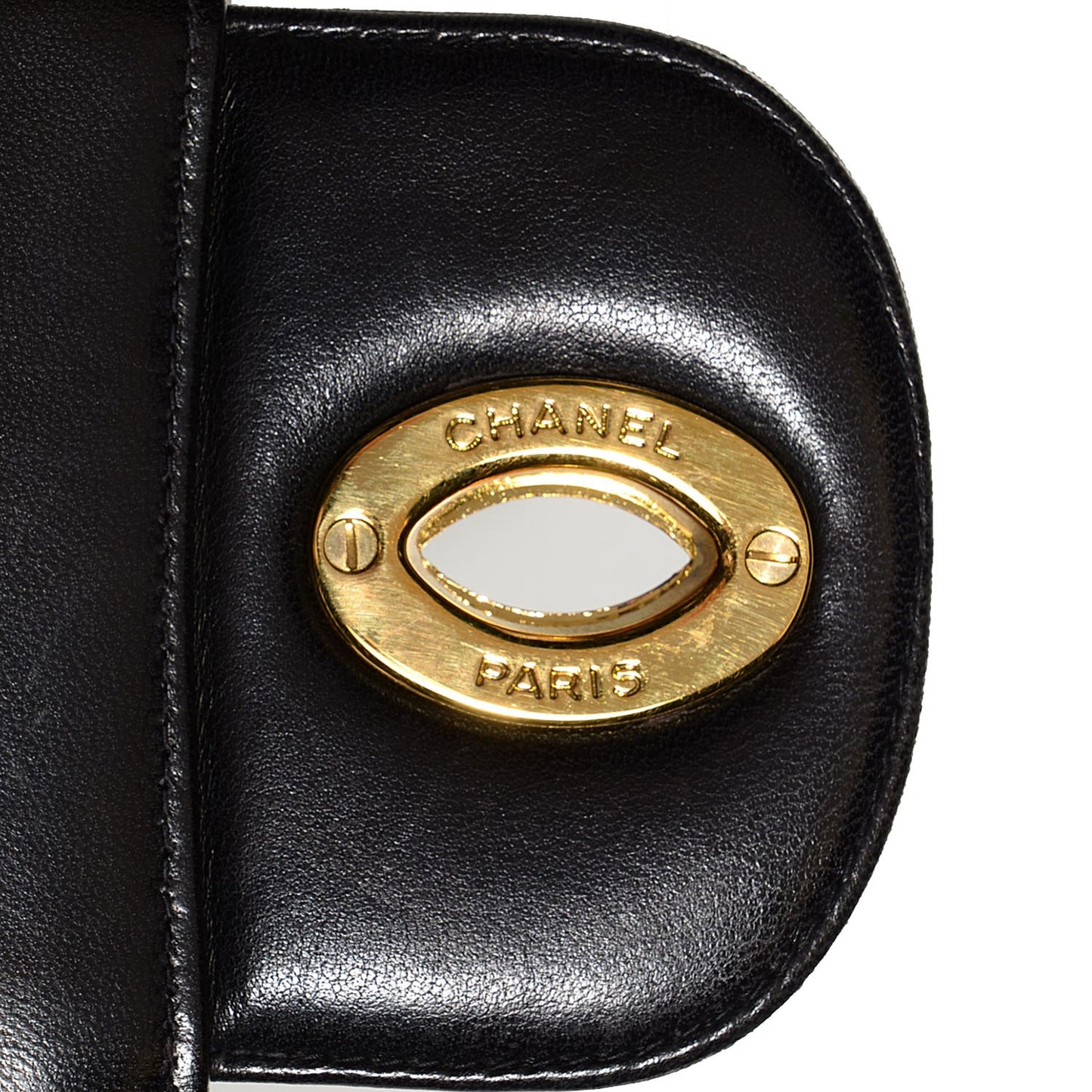 Lambskin Vertical Quilt Jumbo Flap Black