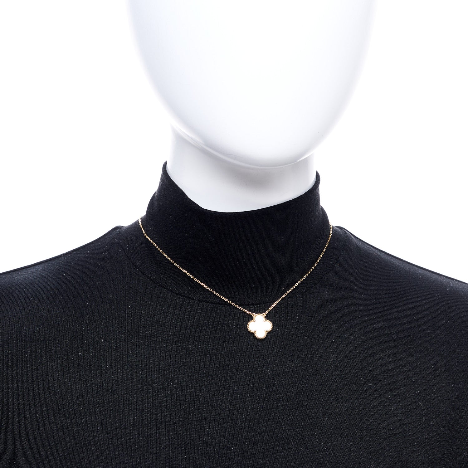 Van Cleef & Arpels 18K Yellow Gold Mother of Pearl Vintage Alhambra Pendant Necklace 6 of 6