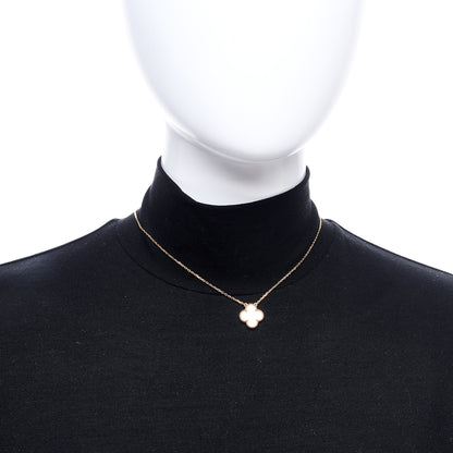 Van Cleef & Arpels 18K Yellow Gold Mother of Pearl Vintage Alhambra Pendant Necklace 6 of 6