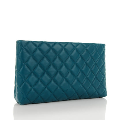 Chanel Lambskin Quilted Clutch Dark Blue 3 of 7