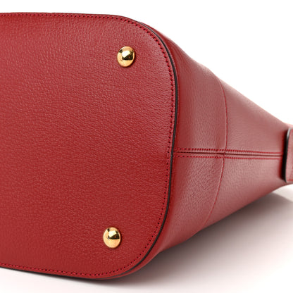 Gucci Textured Dollar Calfskin Web Small Savoy Bowling Tote Red 10 of 10