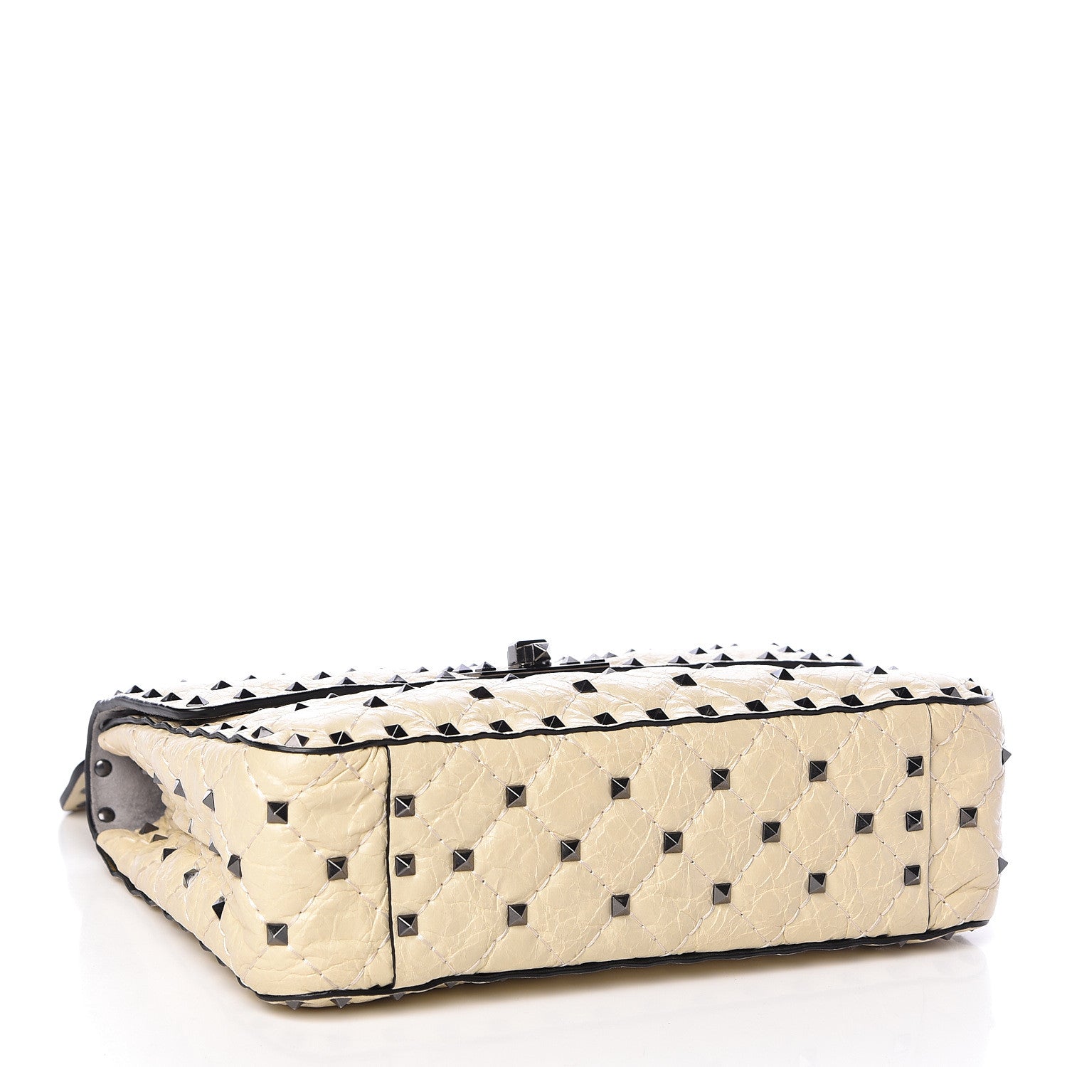 Valentino Garavani Craquele Nappa Medium Rockstud Spike Shoulder Bag Light Ivory 4 of 10