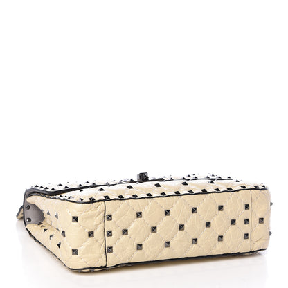 Valentino Garavani Craquele Nappa Medium Rockstud Spike Shoulder Bag Light Ivory 4 of 10