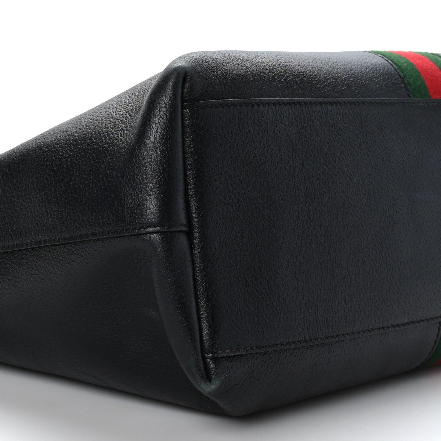Textured Calfskin Web Medium Ophidia Shopping Tote Black