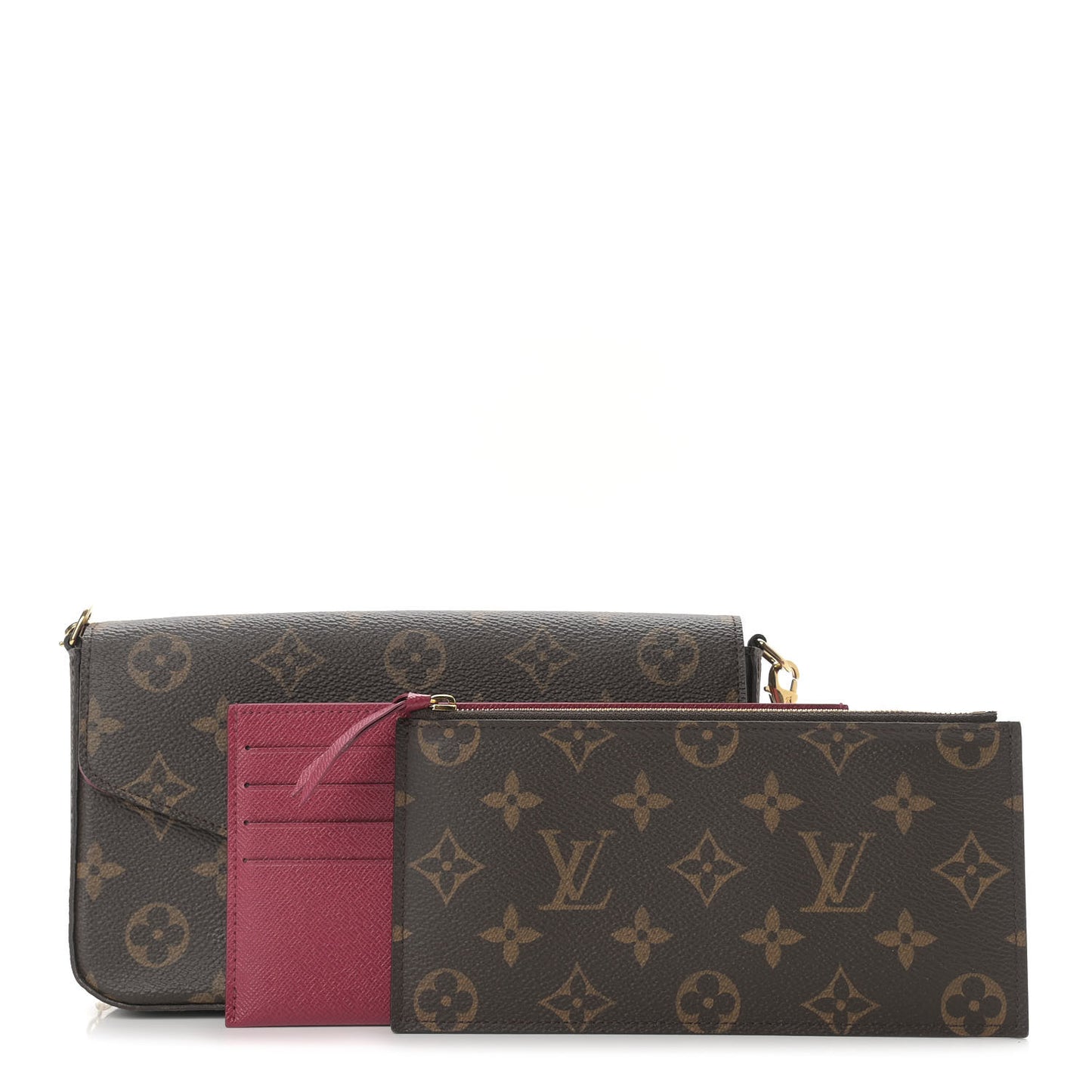Monogram Pochette Felicie Chain Wallet Fuchsia