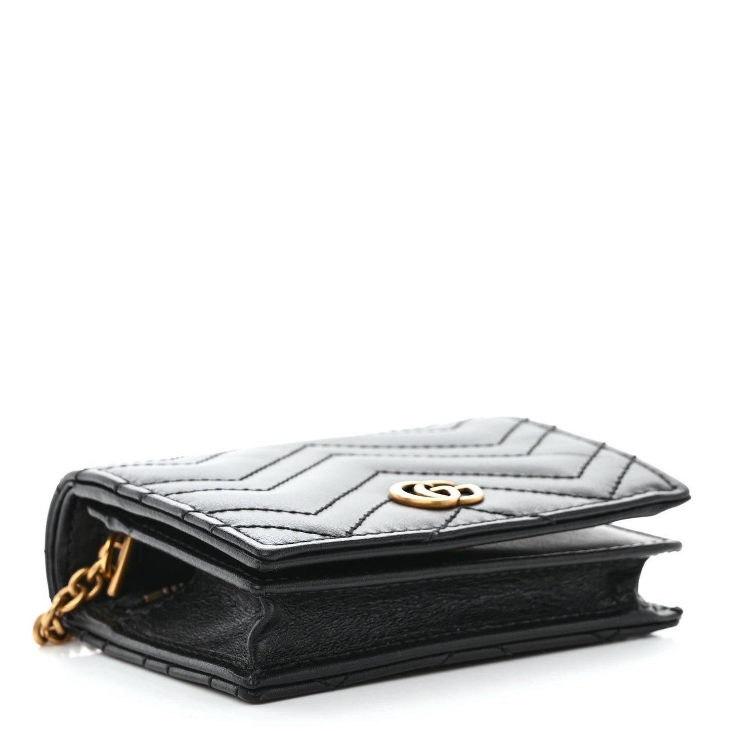 Calfskin Matelasse GG Marmont Mini Wallet On Chain Black