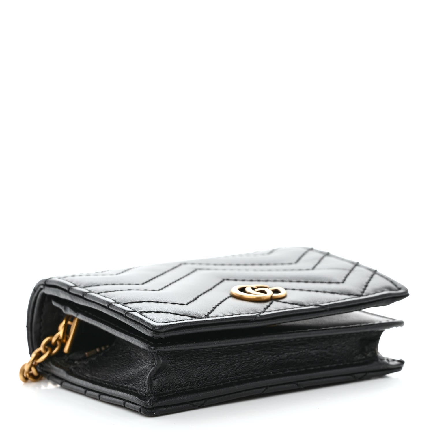 Gucci Calfskin Matelasse GG Marmont Mini Wallet On Chain Black 4 of 11