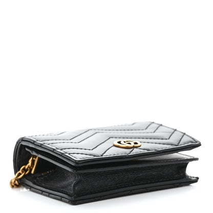 Gucci Calfskin Matelasse GG Marmont Mini Wallet On Chain Black 4 of 11