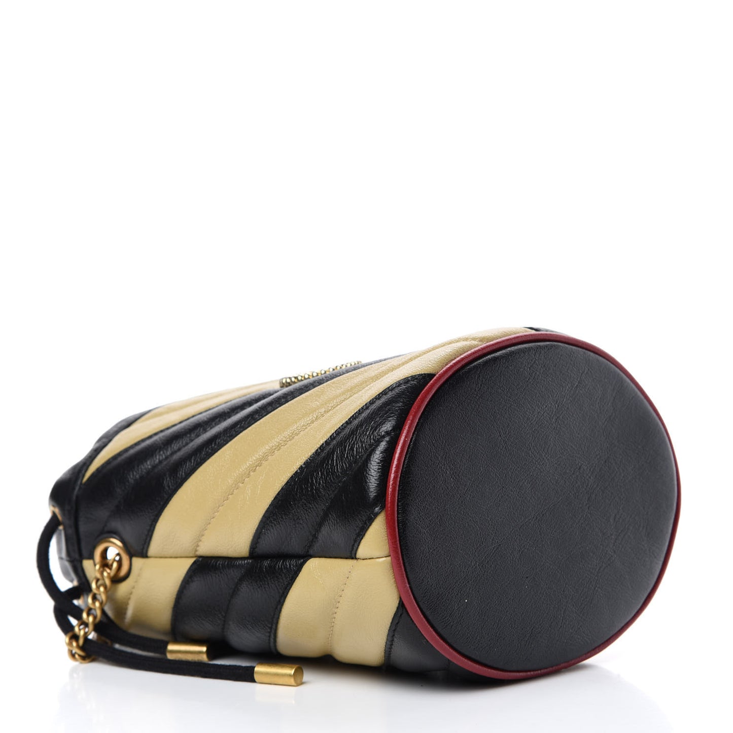 Azalea Calfskin Matelasse Diagonal Patchwork Mini Torchon GG Marmont 2.0 Bucket Bag Black Beige Romantic Cerise