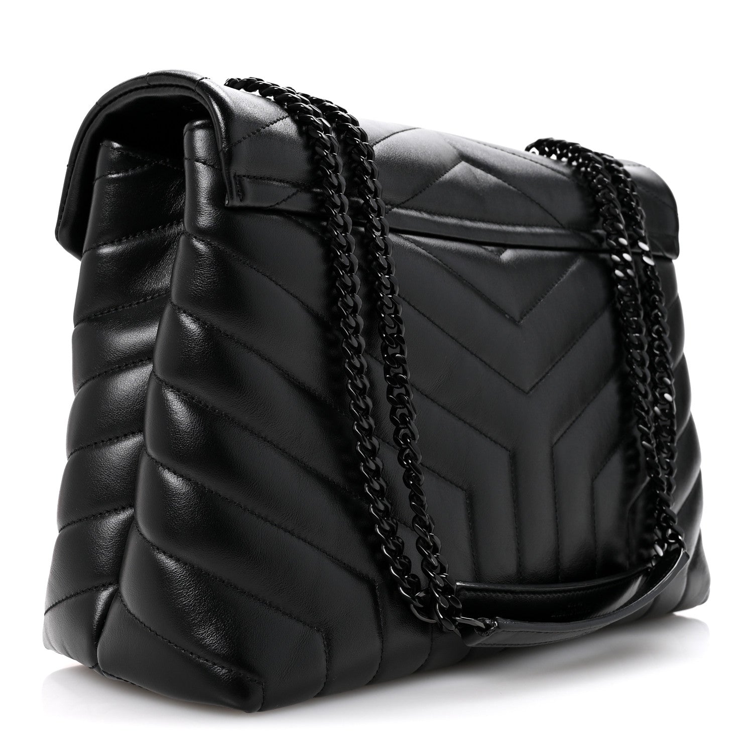 Saint Laurent Calfskin Y Quilted Monogram Monochrome Medium Loulou Chain Satchel Black 3 of 12