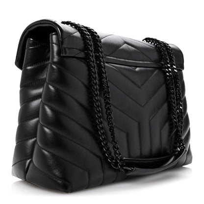 Saint Laurent Calfskin Y Quilted Monogram Monochrome Medium Loulou Chain Satchel Black 3 of 12