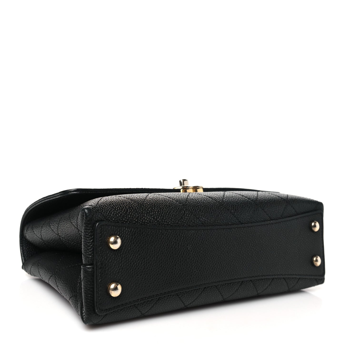 Grained Calfskin Small Stitched Flap Black