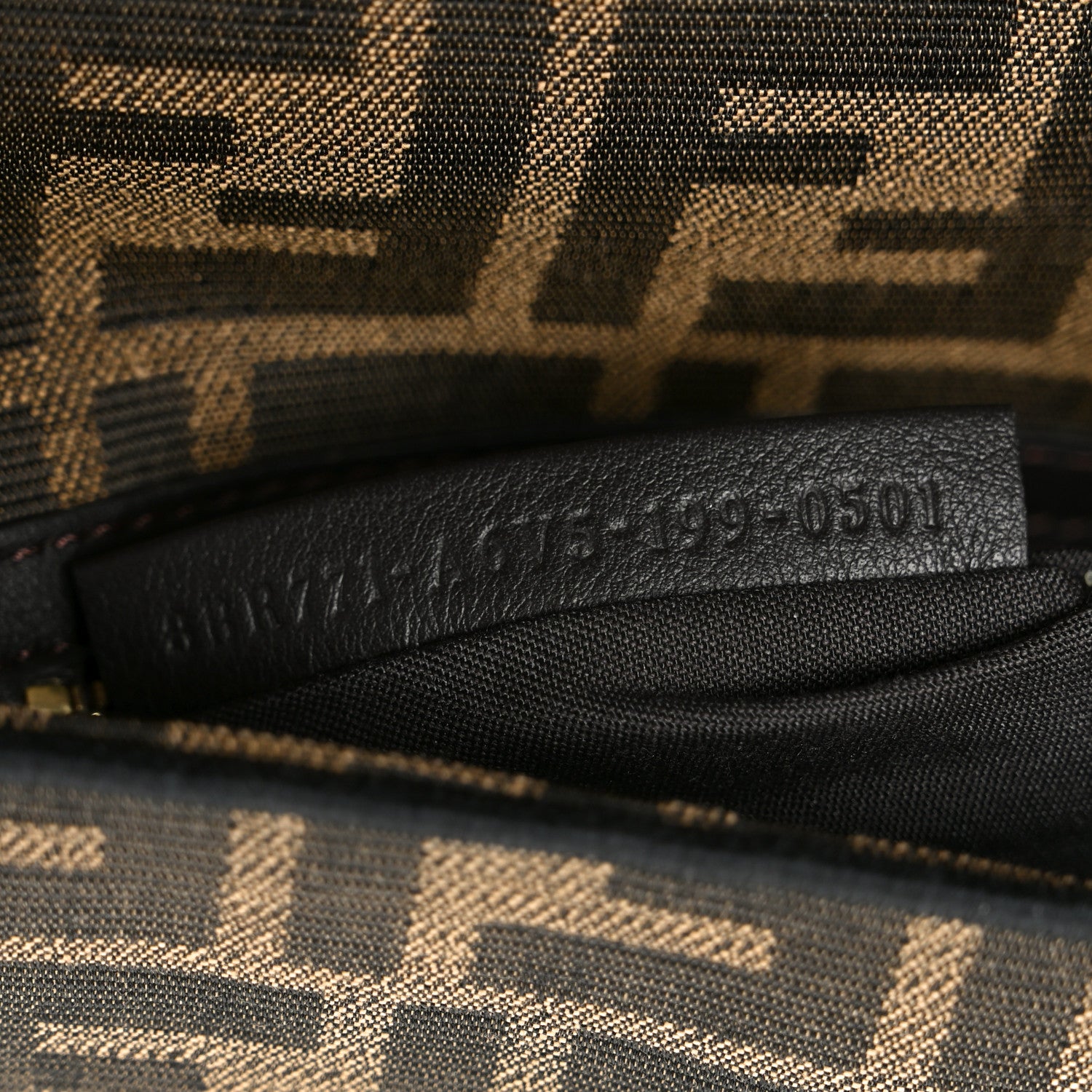 Fendi Fabric Jacquard FF 1974 Large Baguette Tobacco Moro Black 7 of 11