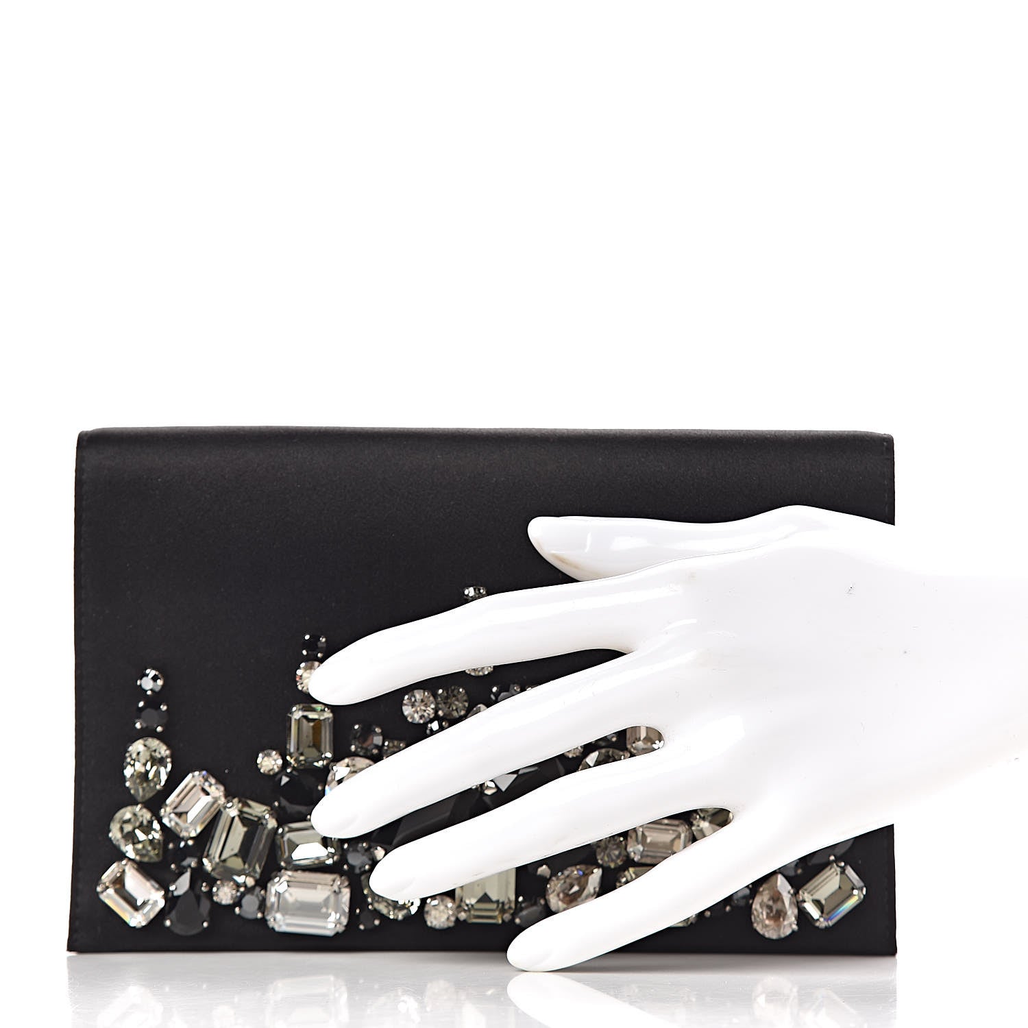 Prada Satin Crystal Clutch Black 2 of 8