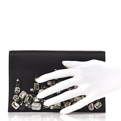 Prada Satin Crystal Clutch Black 2 of 8