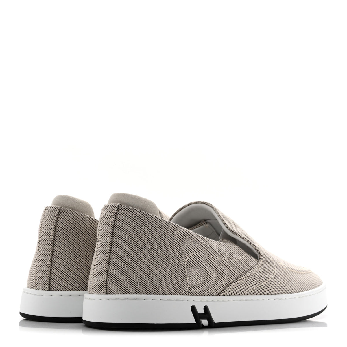 Hermes Canvas Mens Kiddy Slip On Sneakers 43 Plum White 5 of 9