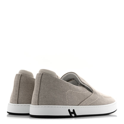 Hermes Canvas Mens Kiddy Slip On Sneakers 43 Plum White 5 of 9