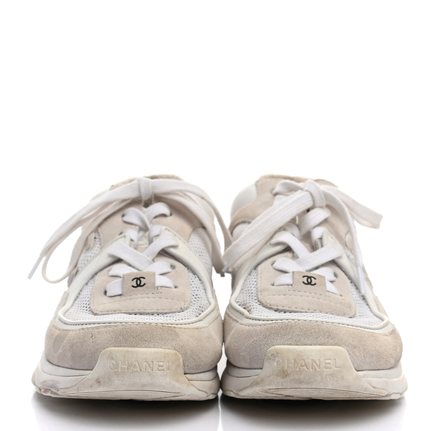 Suede Calfskin Fabric CC Sneakers 38 White