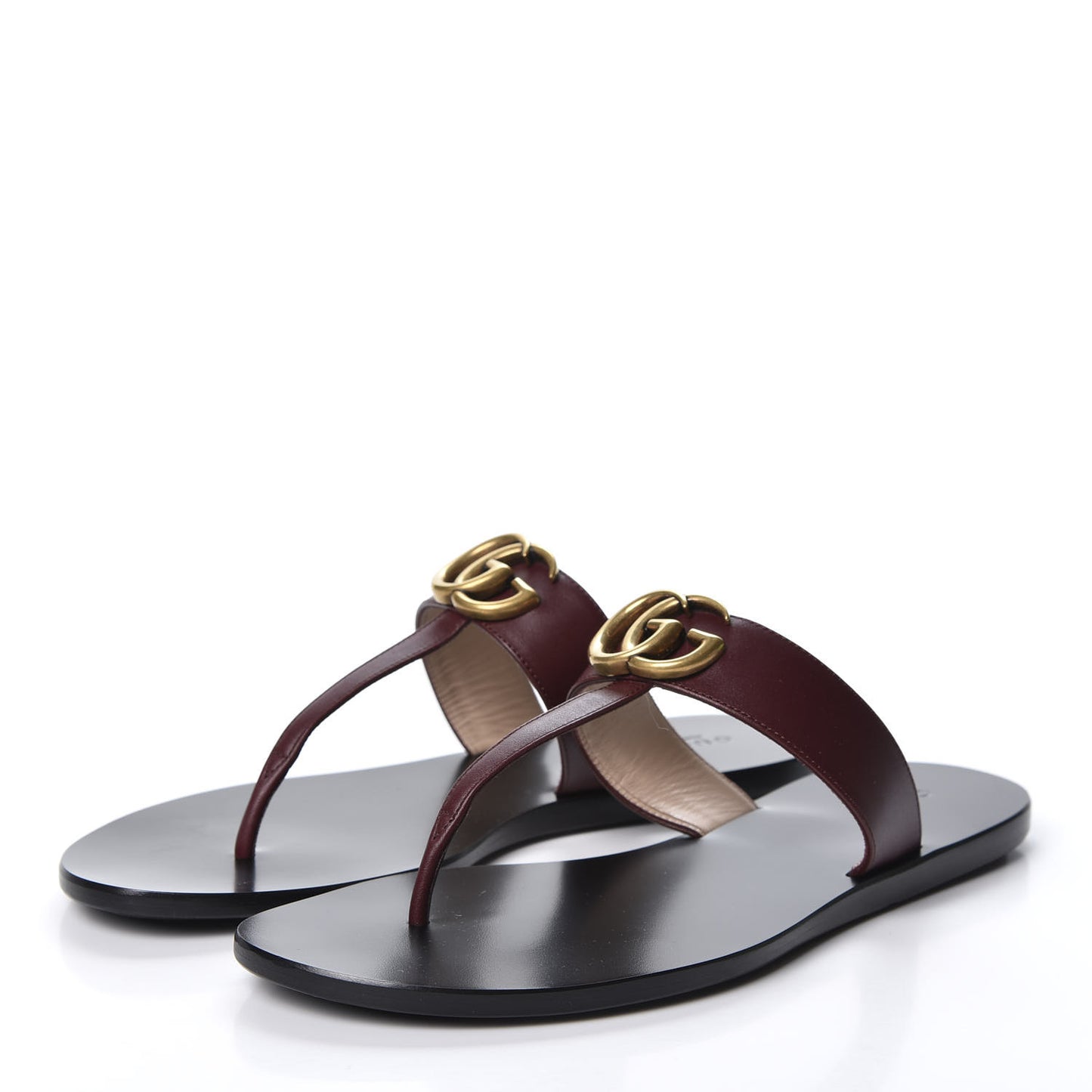 Calfskin GG Marmont Thong Sandals 38 Vintage Bordeaux