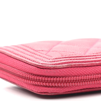 Chanel Caviar Quilted Boy Small Zip Around Wallet Pink 7 of 13