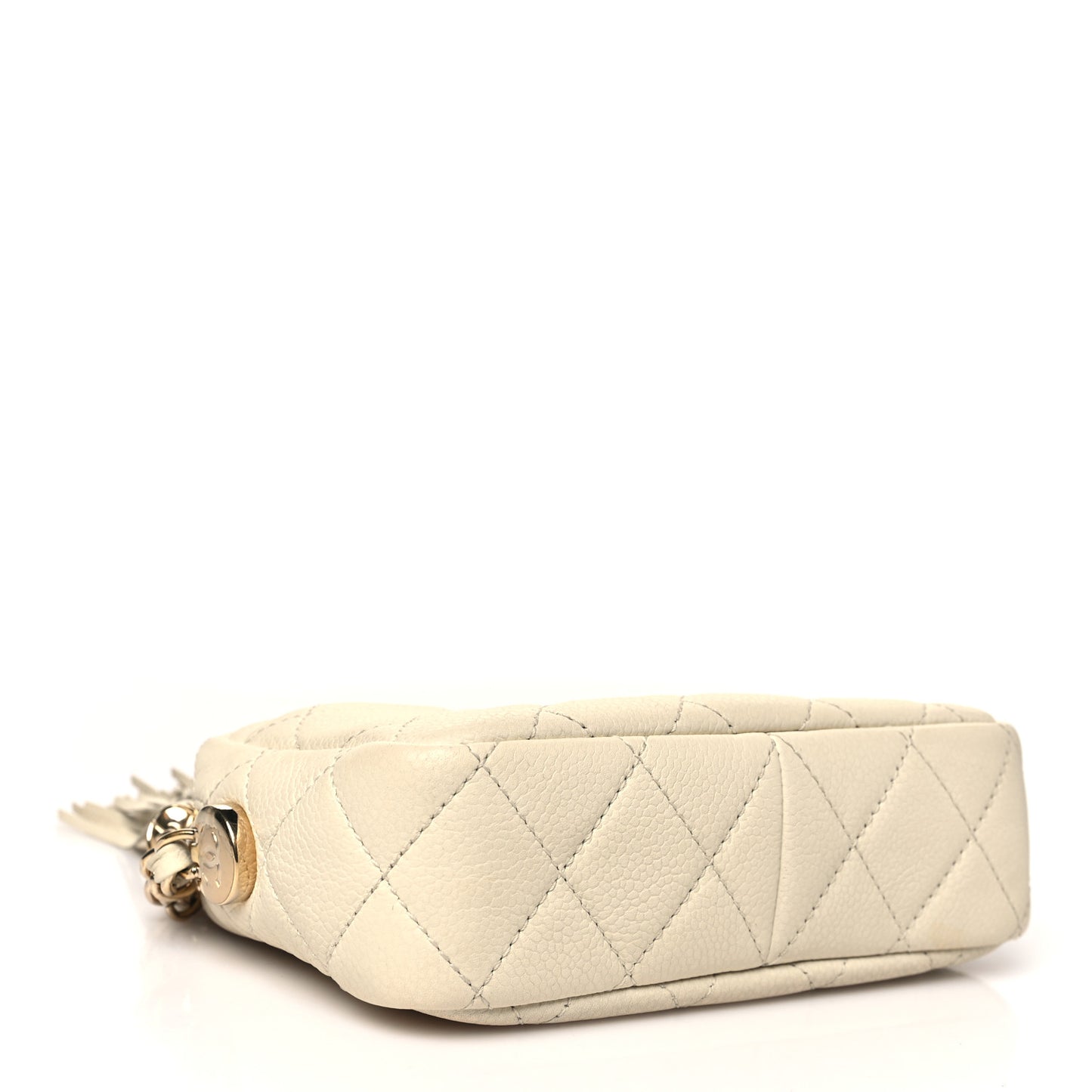 Caviar Quilted Mini Coco Tassel Camera Case White