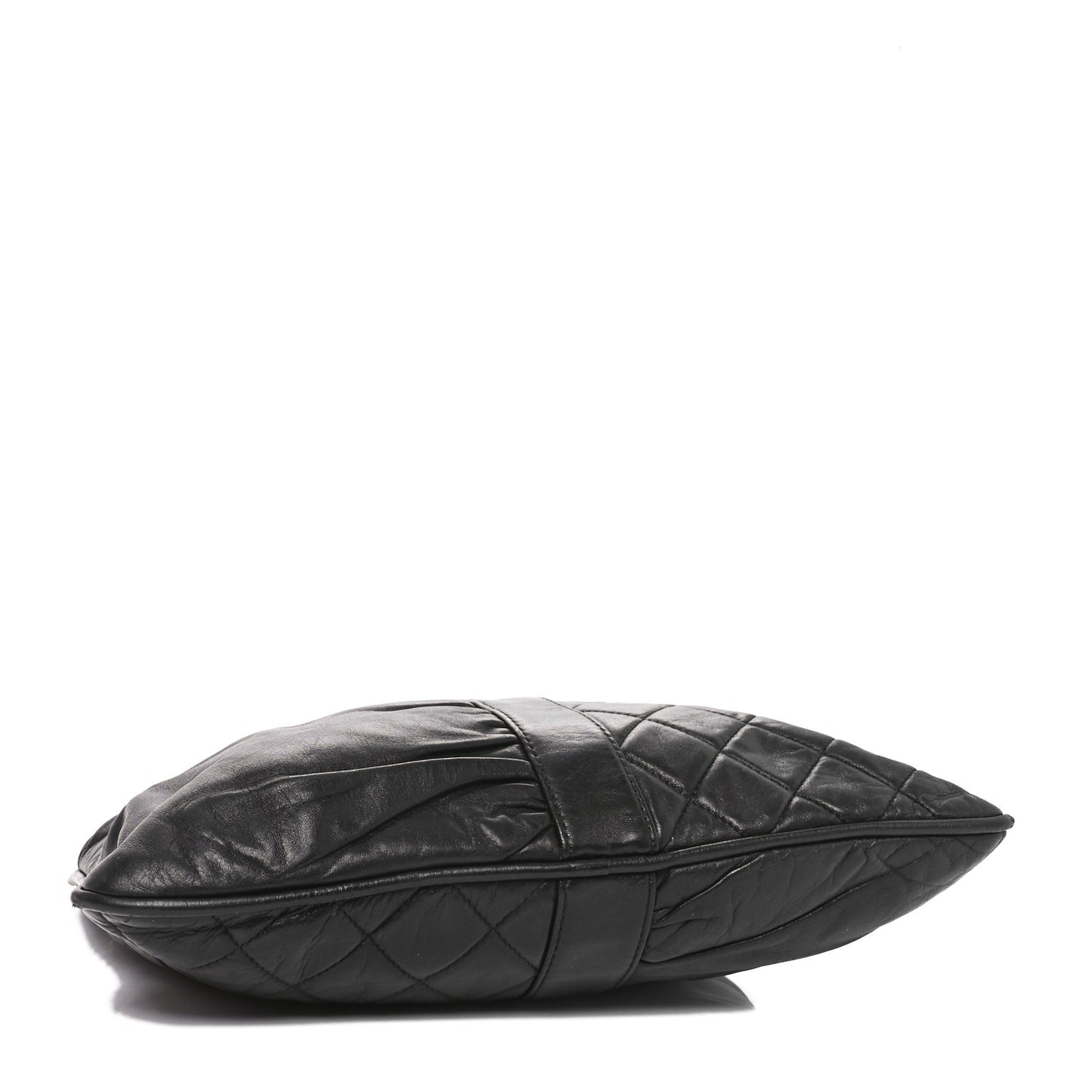 Lambskin Quilted Pile Ou Face Drawstring Bag Black