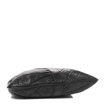 Chanel Lambskin Quilted Pile Ou Face Drawstring Bag Black 4 of 10