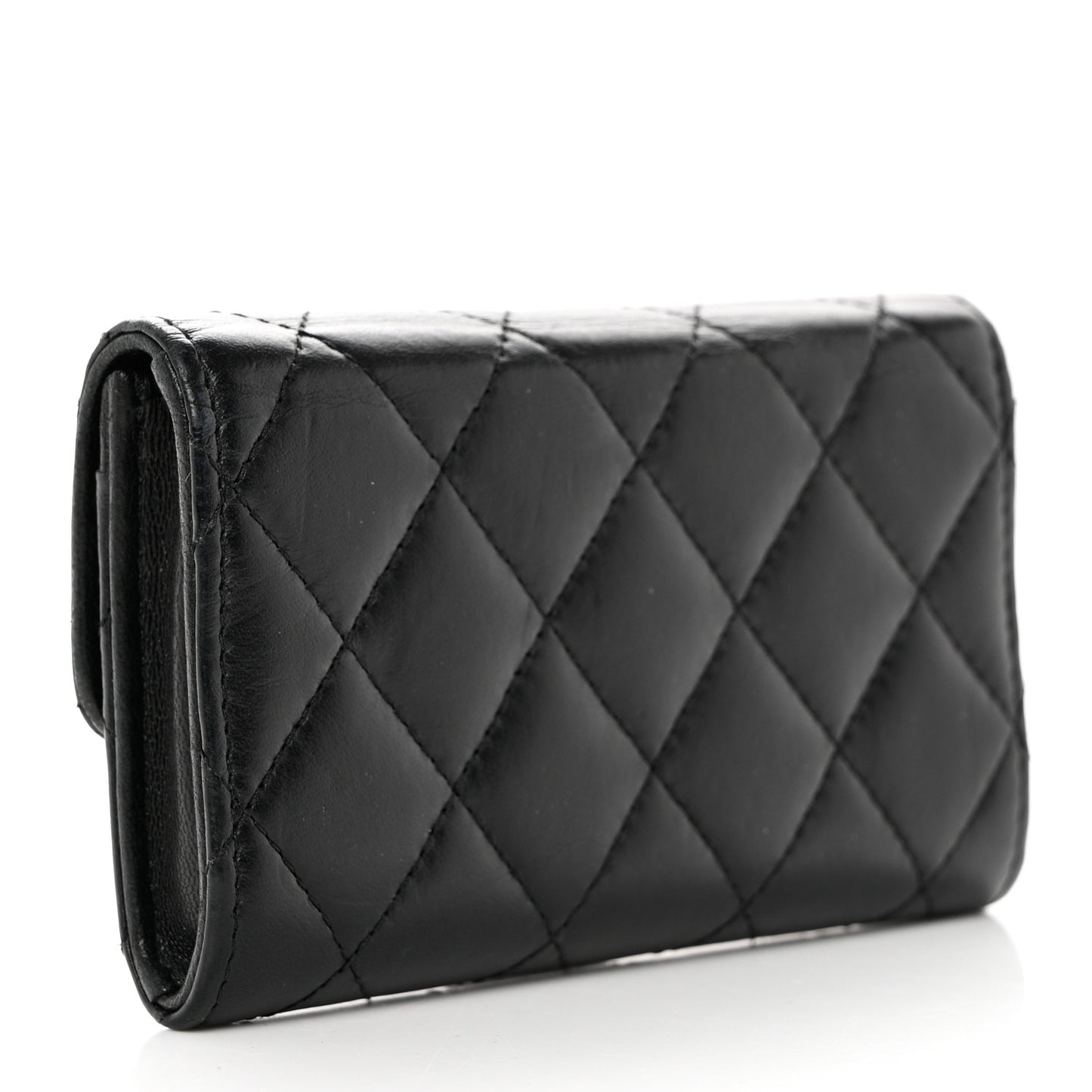 Aged Calfskin Quilted Reissue Flap Card Holder Black