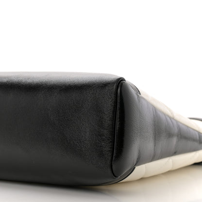 Chanel Shiny Crumpled Calfskin Quilted Small 31 Shopping Bag White Black 10 of 11