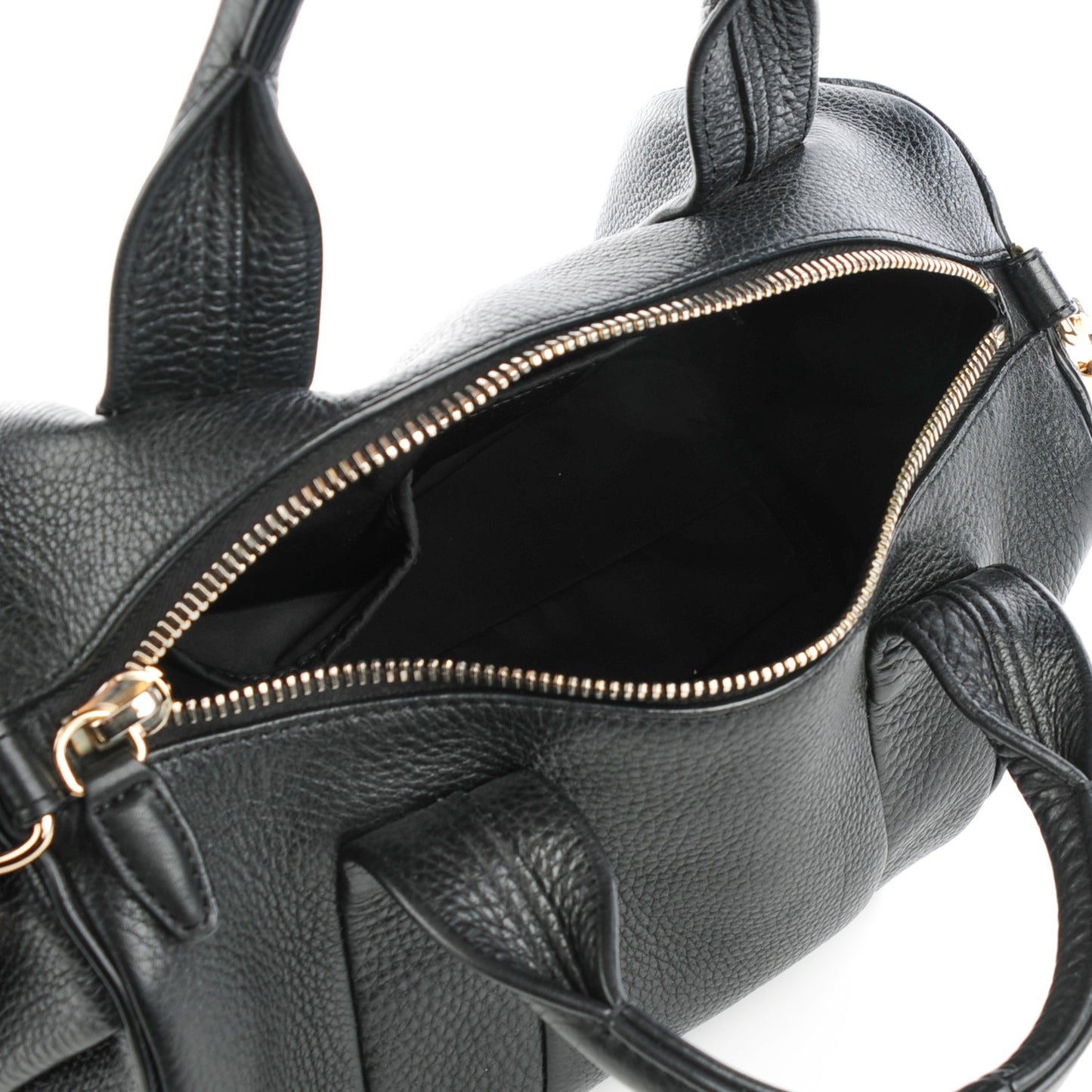 Pebbled Lambskin Rocco Duffel Black Pale Gold Hardware