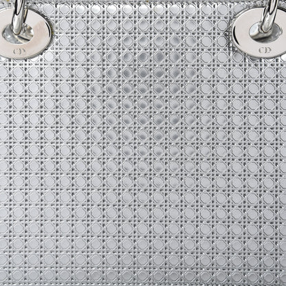 Christian Dior Metallic Patent Micro-Cannage Medium Lady Dior Silver 9 of 17