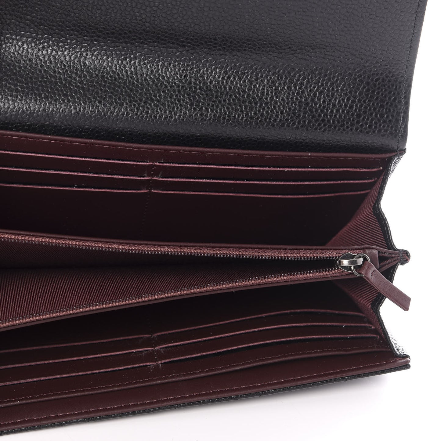 Caviar Quilted Large Flap Gusset Wallet Black
