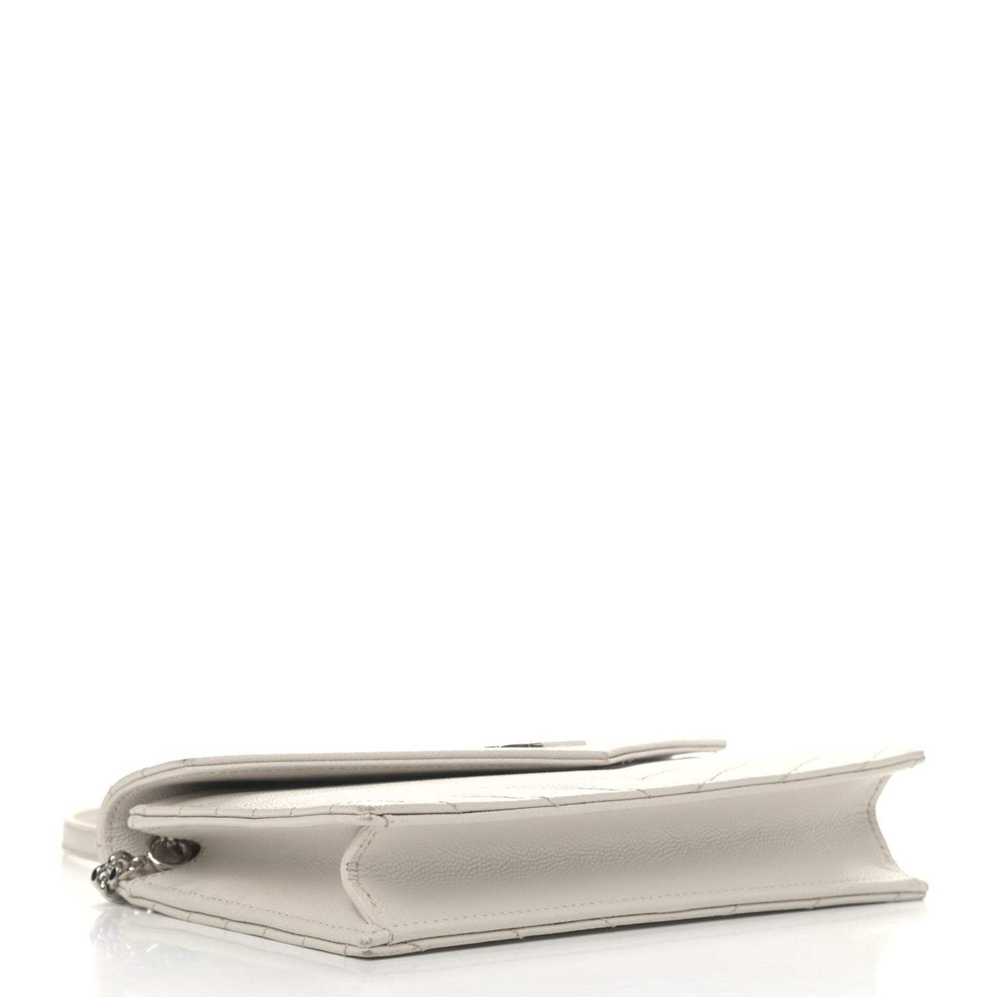 Grain De Poudre Matelasse Chevron Monogram Envelope Chain Wallet Optical White