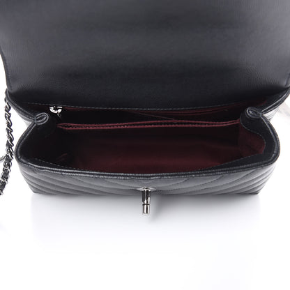 Chanel Caviar Chevron Quilted Mini Coco Handle Flap Black 6 of 11