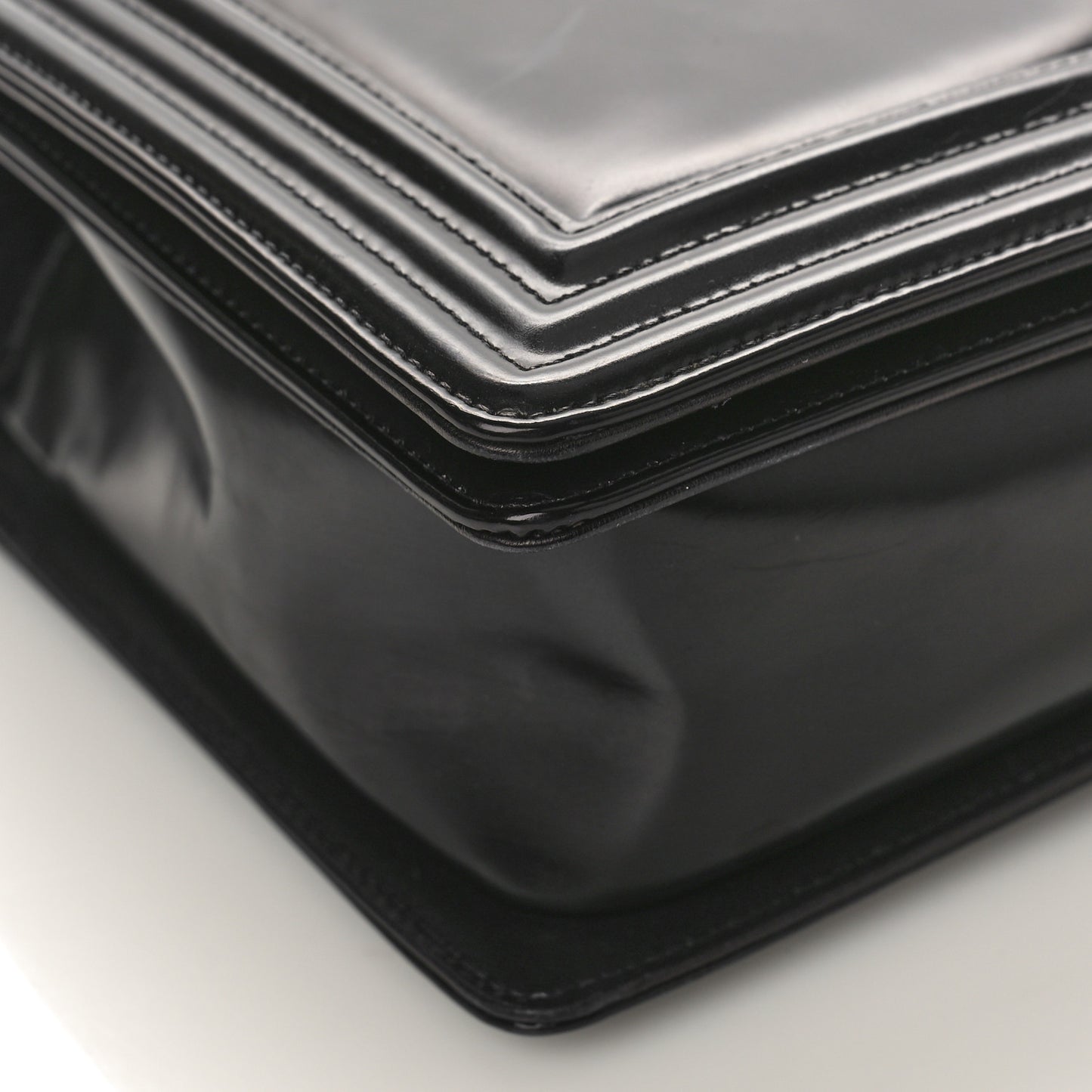 Glazed Calfskin Medium Boy Flap Black