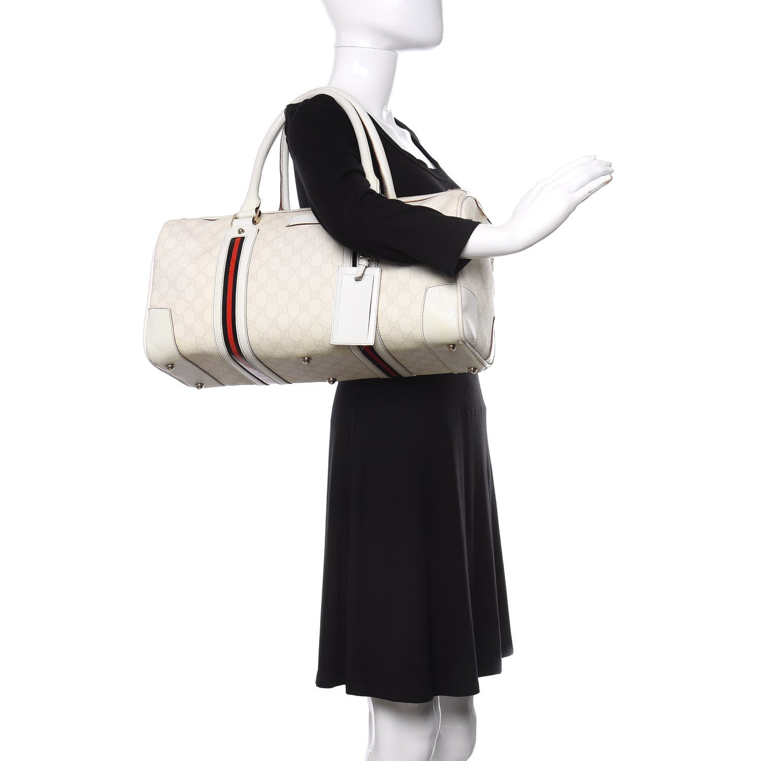 Gucci GG Plus Monogram Web Large Carry On Duffle Bag White 2 of 18