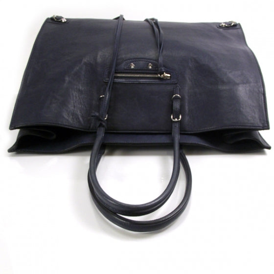 Veau Leather Papier A4 Tote Bleu Royal