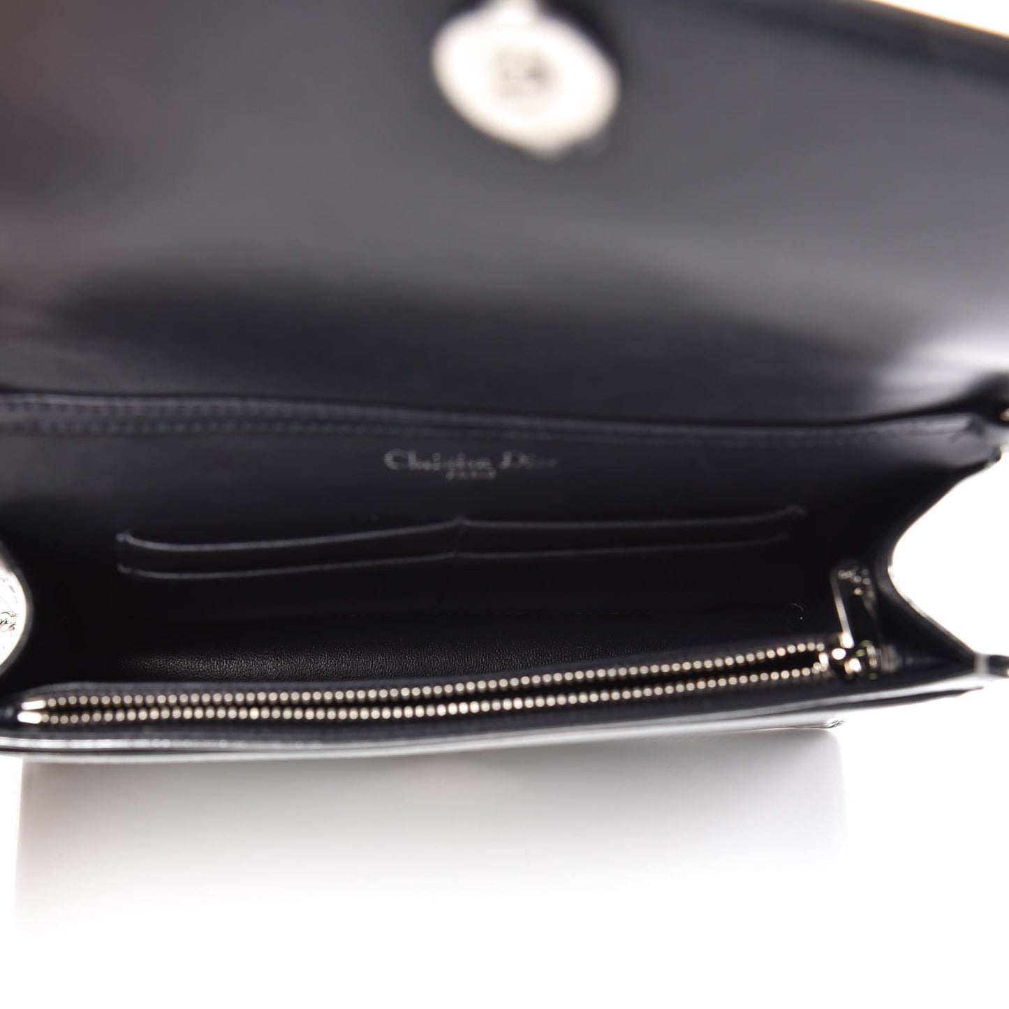 Metallic Patent Micro-Cannage Diorama Wallet on Chain Pouch Silver