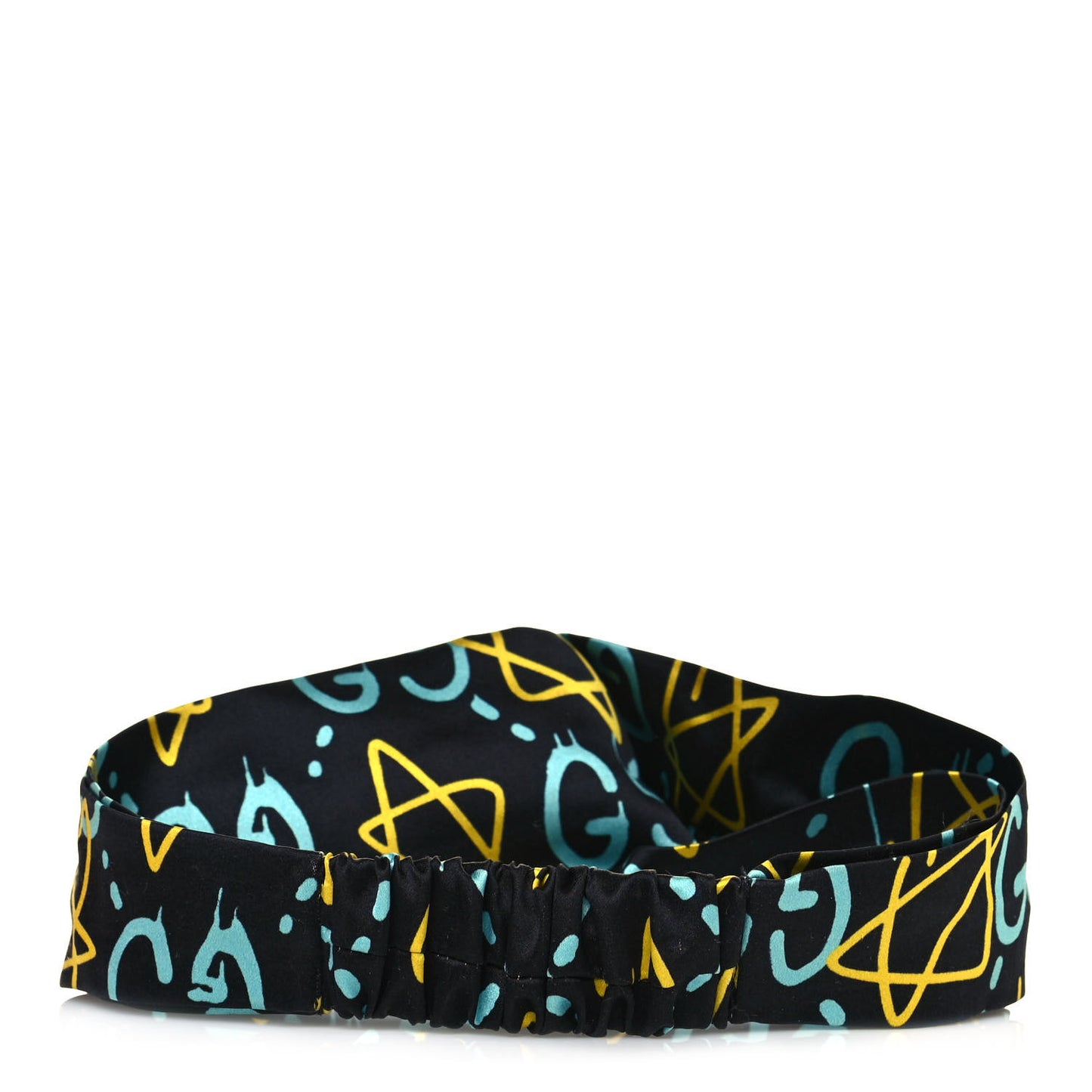 Silk GucciGhost Stars Print Duchesse Headband Black Sky Blue