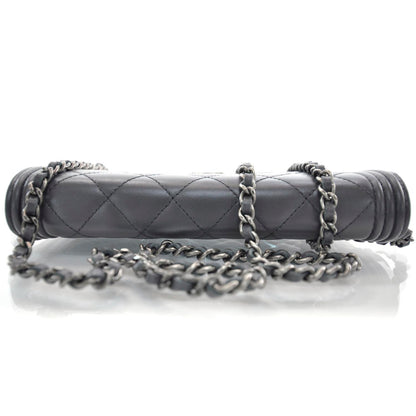 Chanel Lambskin Quilted Boy Wallet On Chain Grey 5 of 10
