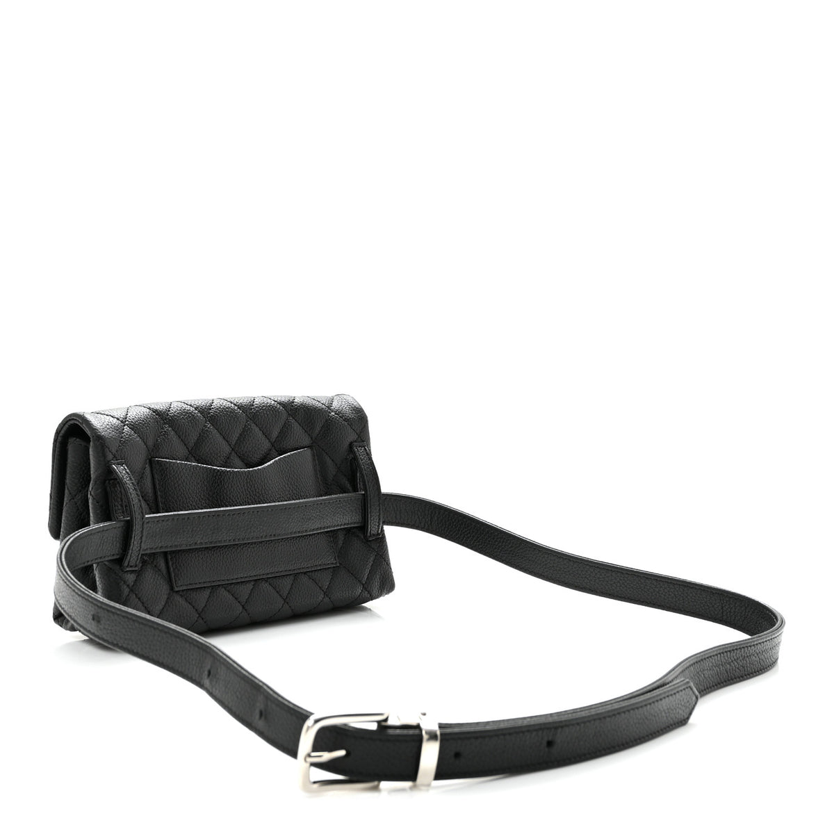 Grained Calfskin Quilted 2.55 Reissue Flap Belt Bag Clutch Black