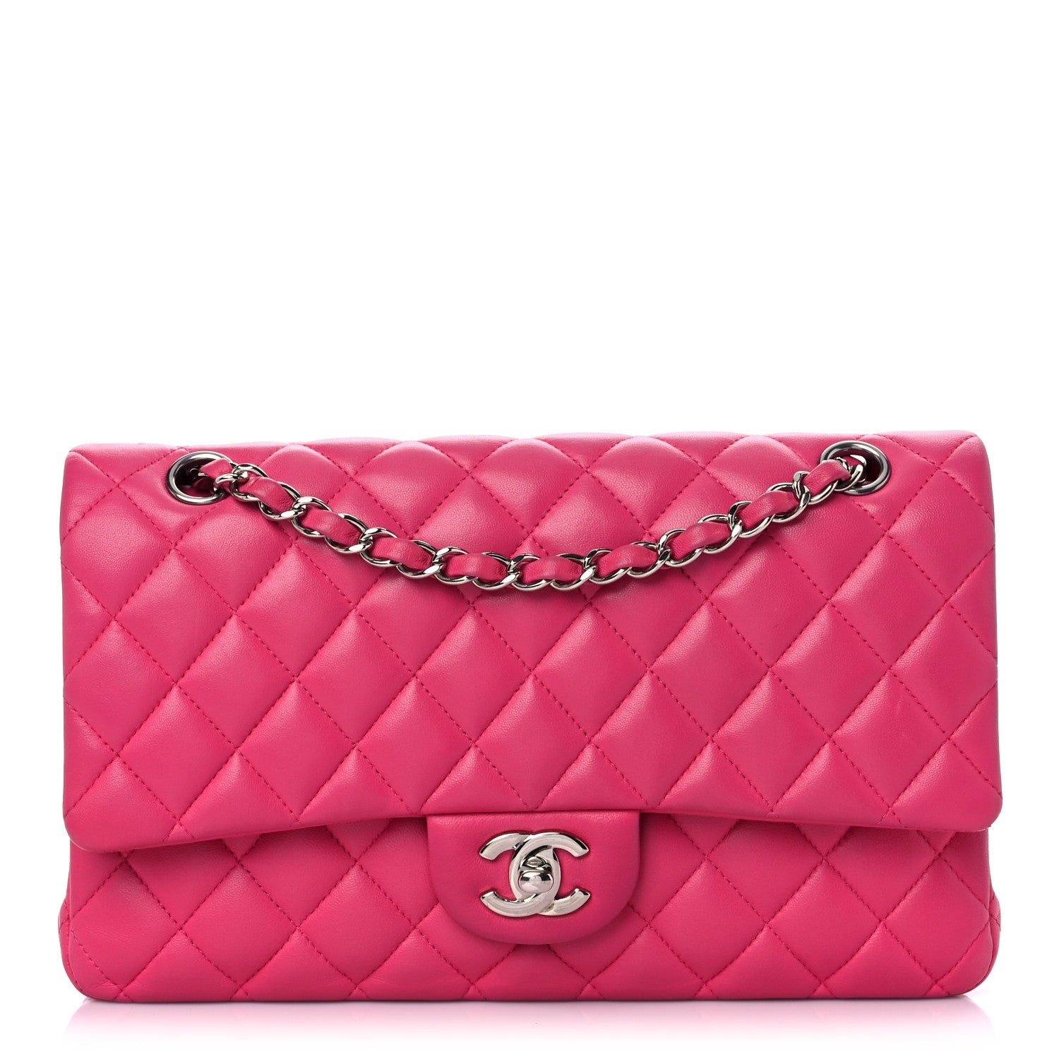 Chanel Lambskin Quilted Medium Double Flap Dark Pink 1 of 15