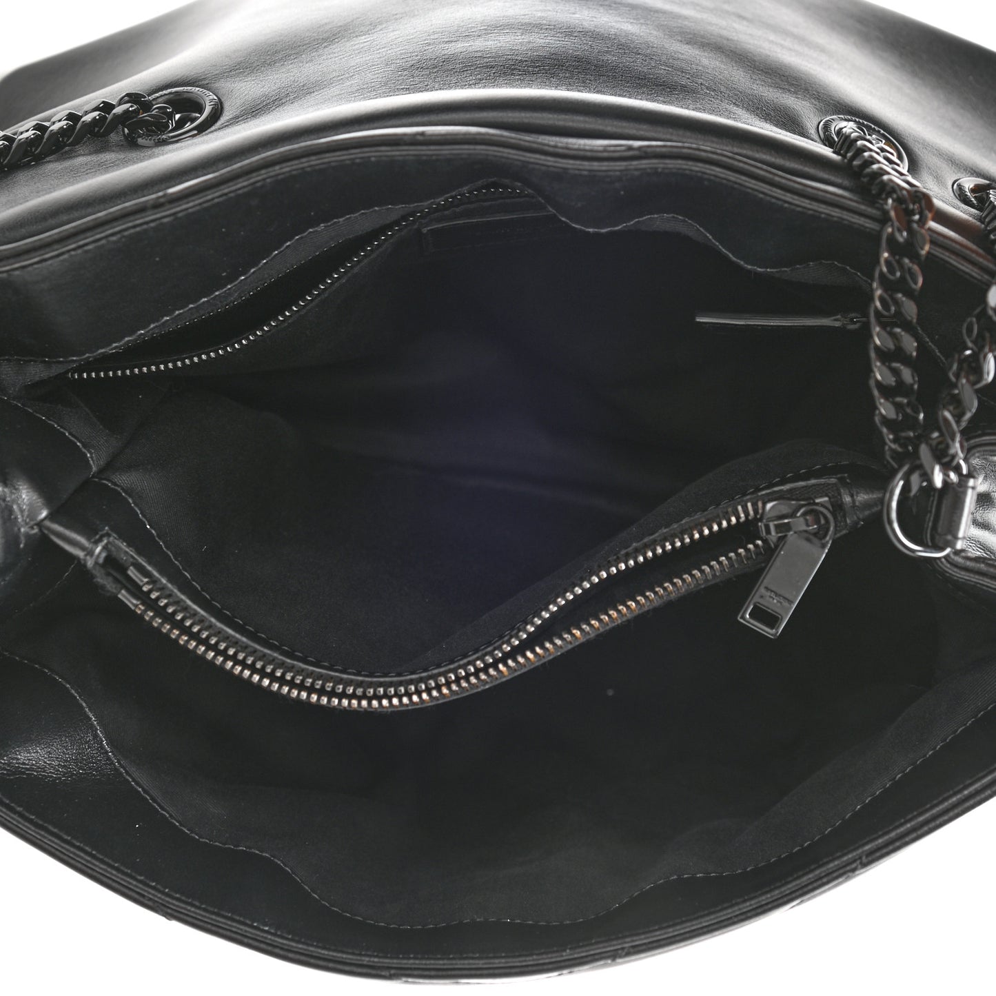 Calfskin Y Quilted Monogram Medium Loulou Chain Satchel Black