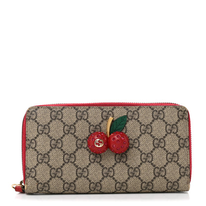 Gucci GG Supreme Monogram Cherries Zip Around Wallet Hibiscus Red 1 of 8