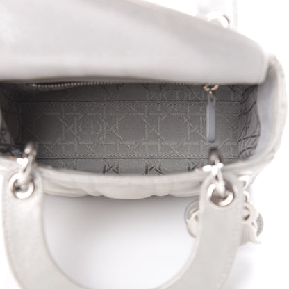 Christian Dior Metallic Lambskin Cannage Mini Lady Dior Silver 5 of 13