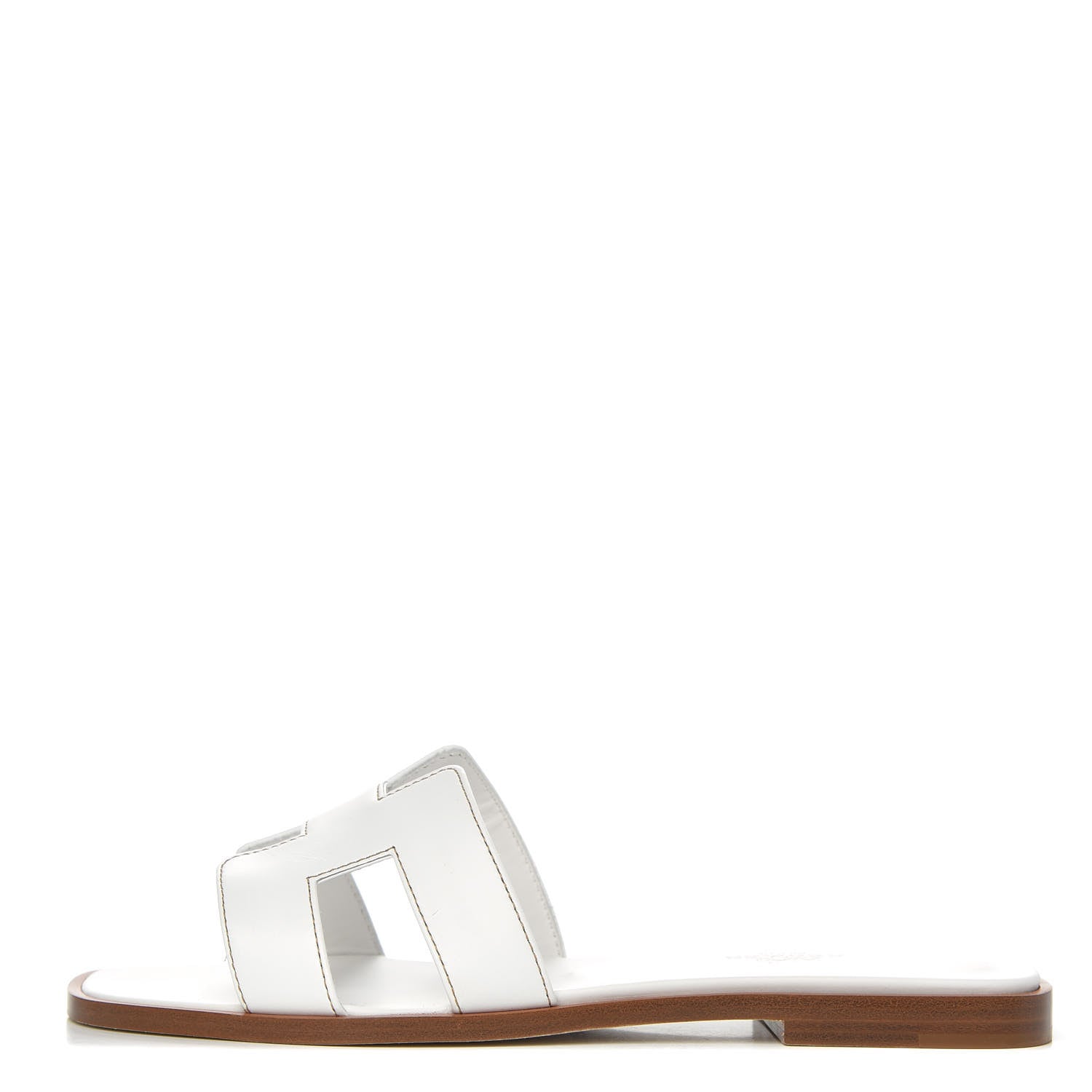 Hermes Box Calfskin Oran Sandals 37 White 1 of 8