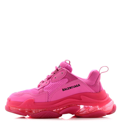 Balenciaga Fabric Mesh Clear Sole Fluo Womens Triple S Sneakers 39 Pink 1 of 11