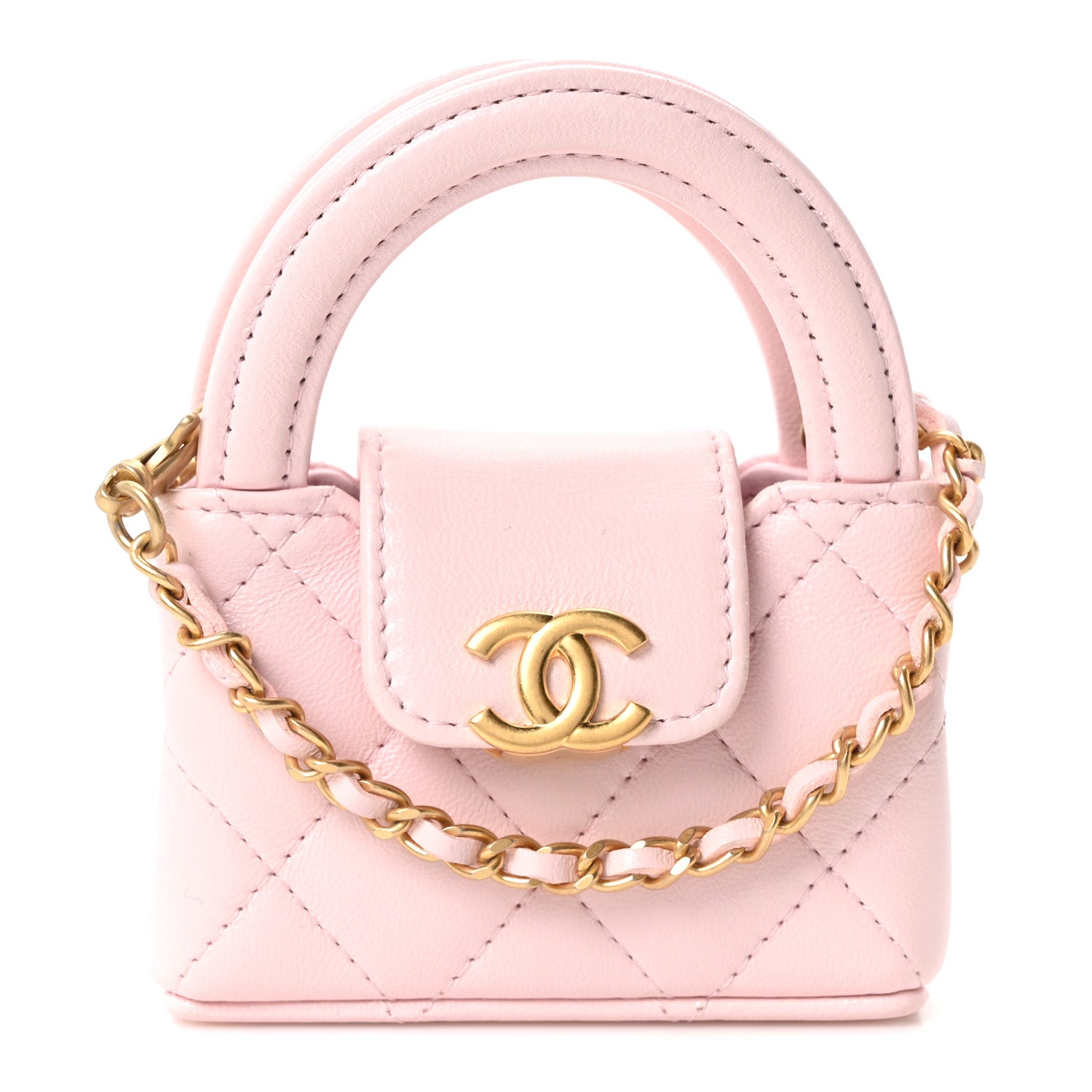 Chanel Shiny Lambskin Quilted Mini Kelly Bag Charm Light Pink 8 of 10